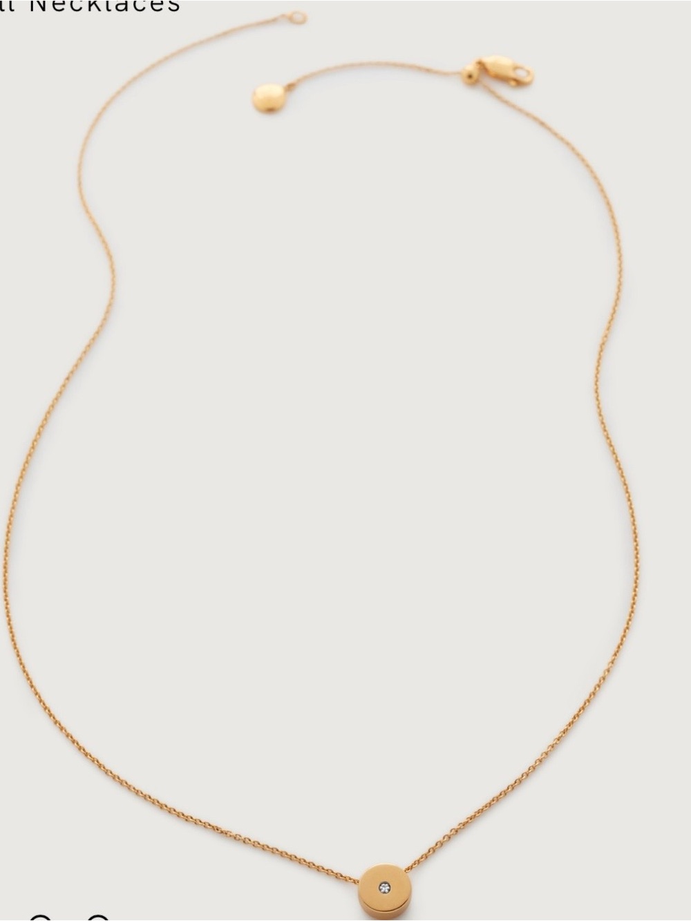 MONICA VINADER Gold Pendant  Linear Solo Diamond Necklace Adjustable 46cm/18' - Picture 3 of 6